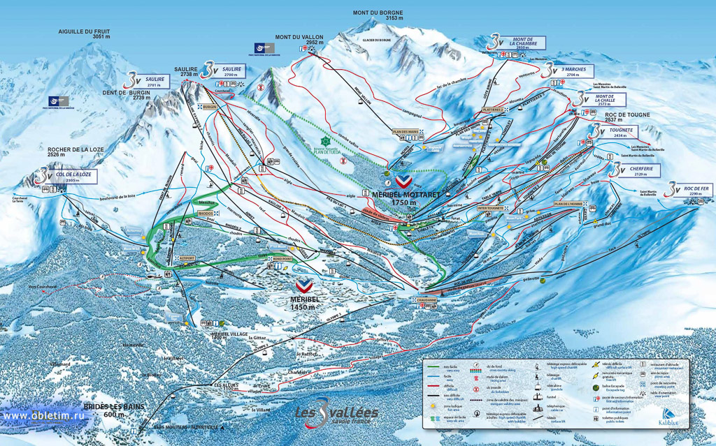 Карта и схема катания Мерибель, Франция