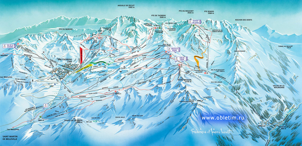 Схема катания и карта Валь Торанс (Val Thorens)