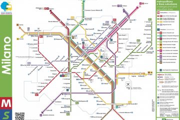 Карта и схема остановок общественного транспорт в Милане